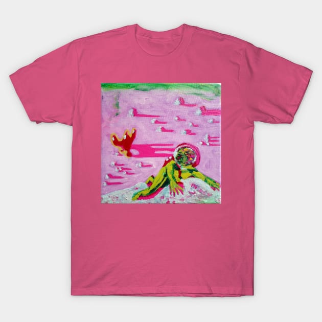 Astronaut on Pink Planet T-Shirt by MihaiCotiga Art